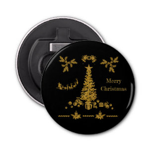 Gold Glitter Christmas, Merry Christmas  Bottle Opener