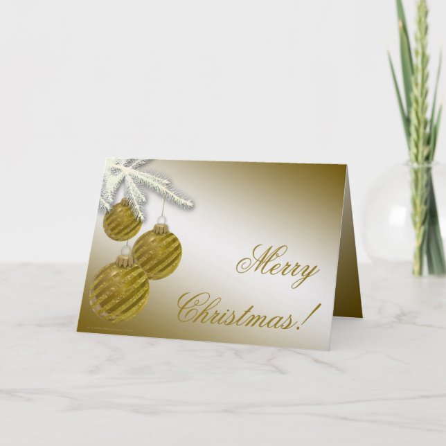 Gold Glitter Christmas Ornaments Holiday Card (Front)