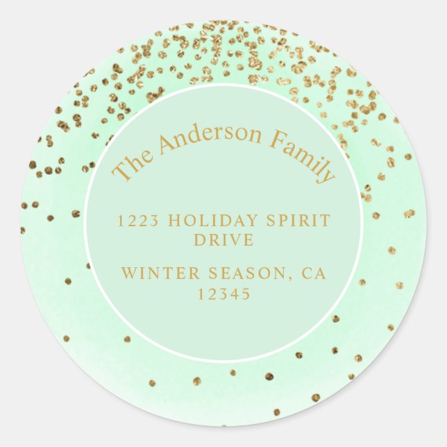 Gold Glitter Christmas Return Address Label (Front)