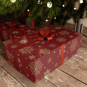 Gold Glitter Christmas Snowflakes Festive  Wrapping Paper