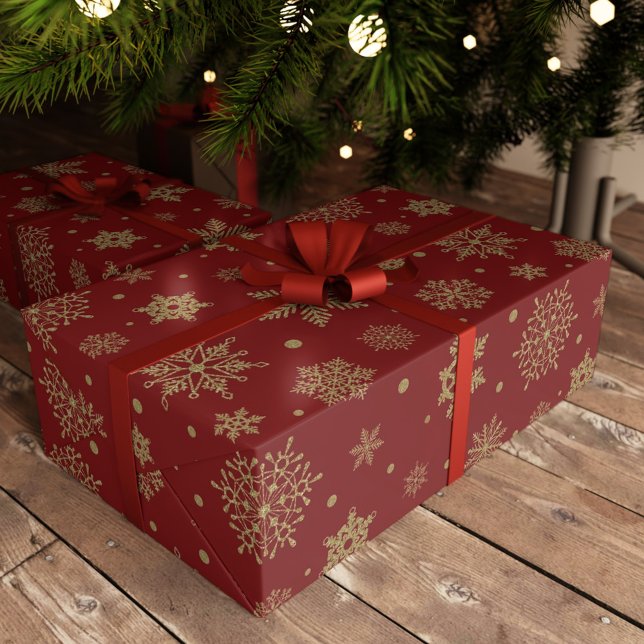 Gold Glitter Christmas Snowflakes Festive  Wrapping Paper (Creator Uploaded)