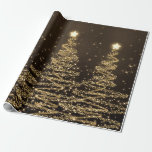 Gold Glitter Christmas Trees Holiday Wrapping Paper<br><div class="desc">Merry Christmas / Winter Gold Glitter Christmas Trees</div>