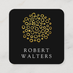 Gold Glitter Circle Foil Pattern Square Business Card