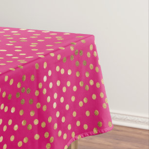 Gold Glitter City Dots on Hot Pink Table Cloth