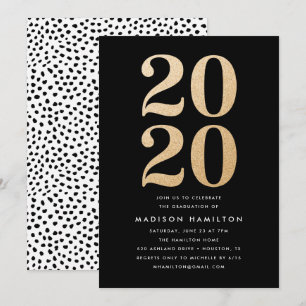 Gold Glitter Class of 2020 Graduation Party Invitation