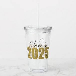 Gold Glitter Class of 2025 Acrylic Tumbler