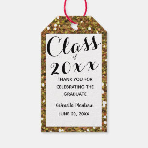 Gold Glitter Class of 2025 Gift Tags