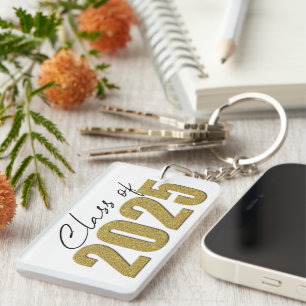 Gold Glitter Class of 2025 Key Ring