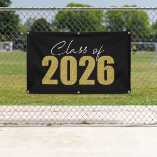 Gold Glitter Class of 2026 Banner