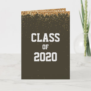Gold Glitter Class of Graduation Card