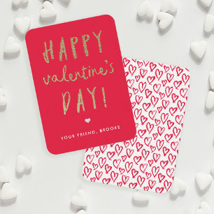 Gold Glitter Classroom Happy Valentine’s Day Card