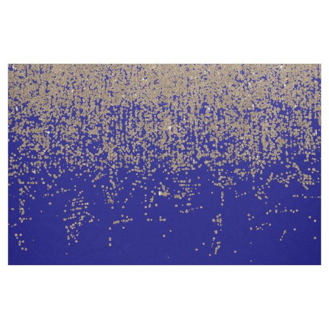 Gold Glitter Cobalt Blue Gradient Ombre Confetti Fabric (Yard)