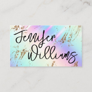 Gold Glitter Colourful Modern Makeup Artist Script Business Card
