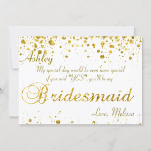 Gold Glitter Confetti   Be My Bridesmaid Invitation
