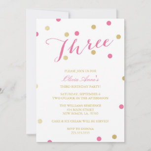 Gold Glitter Confetti Birthday Invitations