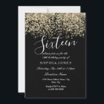 Gold Glitter Confetti Black 16th birthday party Invitation<br><div class="desc">Gold Glitter Confetti Black 16th birthday party

Beautiful Faux Gold Glitter Confetti Invitation.

Matching collection in Niche and Nest store.

Design Courtesy of Studio Denmark</div>
