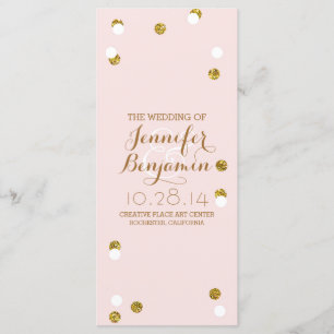 gold glitter confetti blush wedding programs programme