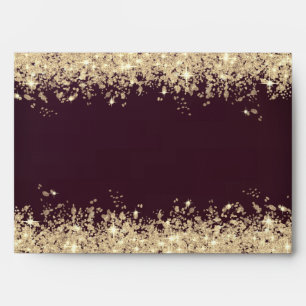 Gold Glitter Confetti Burgundy Envelope