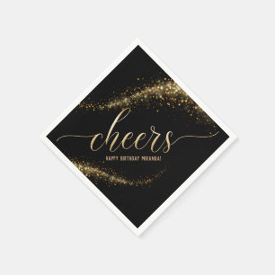 Gold Glitter Confetti Cheers Birthday Napkin