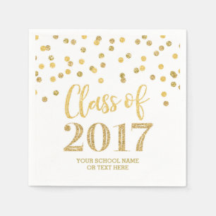 Gold Glitter Confetti Class of 2017 Graduation Napkin