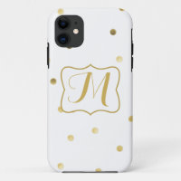 Gold Glitter Confetti Dot Monogram IPHONE 5 Case