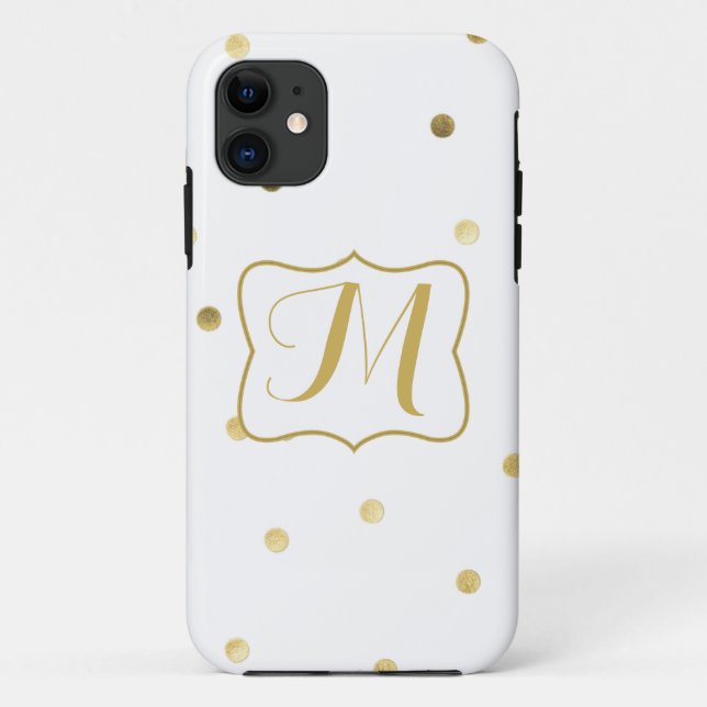 Gold Glitter Confetti Dot Monogram IPHONE 5 Case (Back)