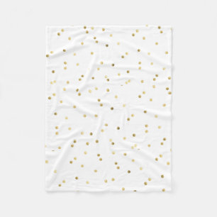 Gold Glitter Confetti Dot Polka Fleece Blanket