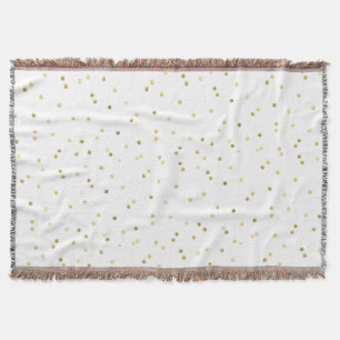 Gold Glitter Confetti Dot Polka Nail Throw Blanket