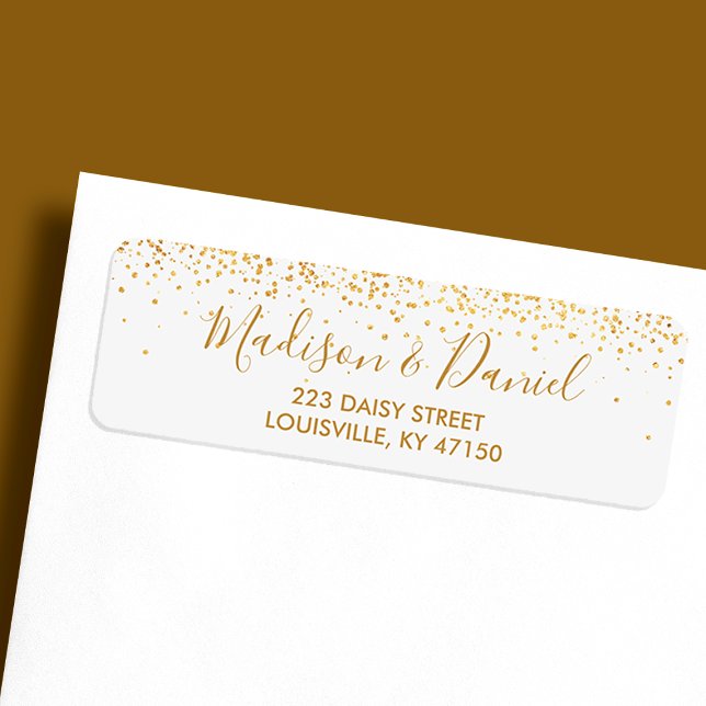 Gold Glitter Confetti Elegant Wedding Address (Creator Uploaded)