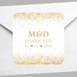 Gold Glitter Confetti Elegant Wedding Thank You Square Sticker<br><div class="desc">Gold Glitter Confetti Elegant Wedding Thank You Square Sticker. Pretty gold dots adorn this chic modern wedding favour sticker. Personalise this pretty custom design with your own initials and wedding date.</div>