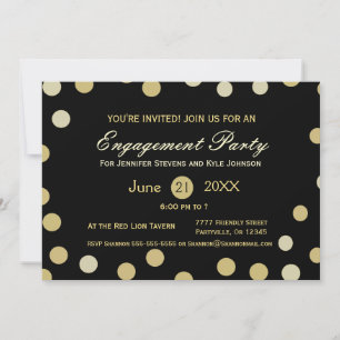 Gold Glitter Confetti Engagement Invitation