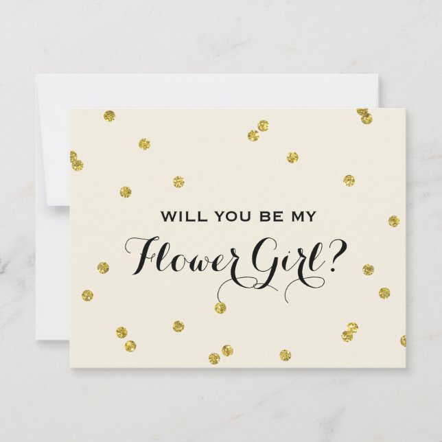 Gold Glitter Confetti | Flower Girl Invitation (Front)