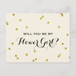 Gold Glitter Confetti   Flower Girl Invitation