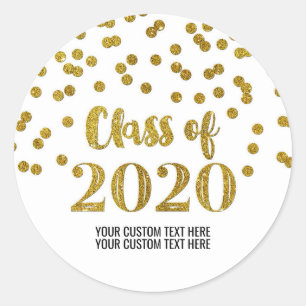Gold Glitter Confetti Graduation 2020 Classic Round Sticker