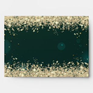 Gold Glitter Confetti Green Envelope