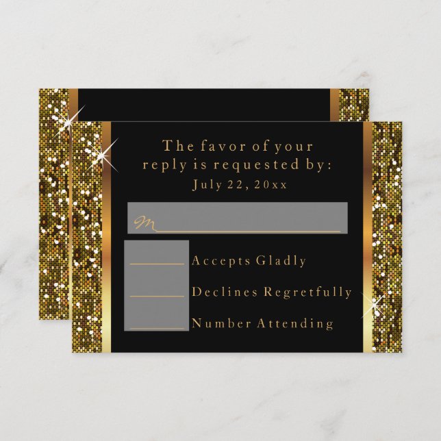 Gold Glitter Confetti Invitation (Front/Back)