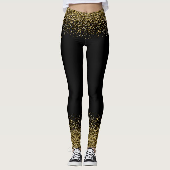 Gold Glitter Confetti Look Leggings (Front)