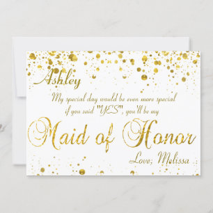 Gold Glitter Confetti   Maid of Honour Invitation