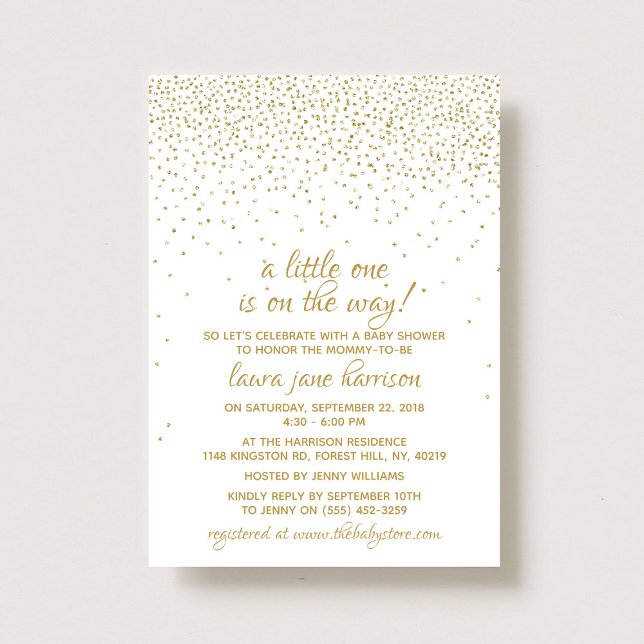 Gold Glitter Confetti Neutral Baby Shower Invitation (Creator Uploaded)
