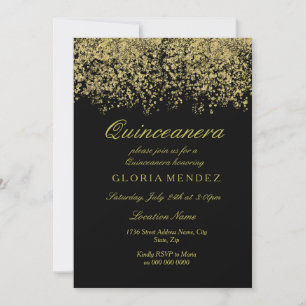 Gold Glitter Confetti Quinceanera Invitation
