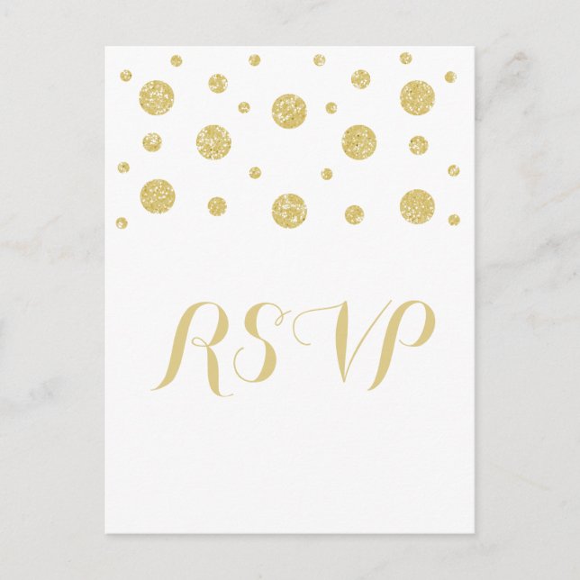 Gold Glitter Confetti Response Postcard (Front)