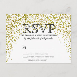 Gold Glitter Confetti RSVP Postcards