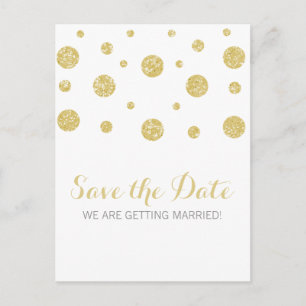 Gold Glitter Confetti Save the Date Postcard