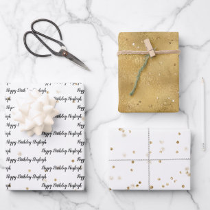 Gold glitter confetti sparkle Personalised  Wrapping Paper Sheet