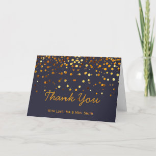 Gold Glitter Confetti Sparkles Black Thank You Card