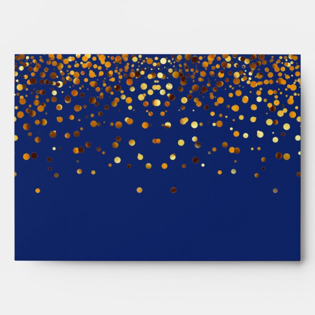 Gold Glitter Confetti Sparkles Blue Envelope (Front)