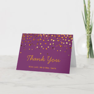 Gold Glitter Confetti Sparkles Purple Thank You Card