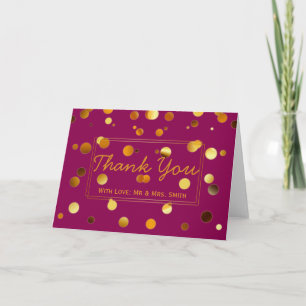 Gold Glitter Confetti Sparkles Purple Thank You Card