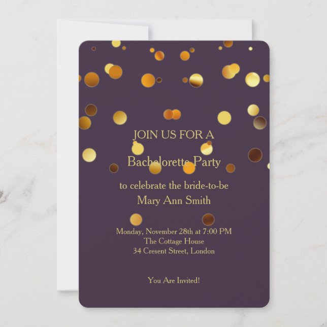 Gold Glitter Confetti Sparkles Red Bachelorette Invitation (Front)