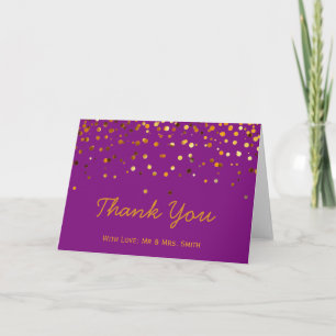 Gold Glitter Confetti Sparkles Violet Thank You Card